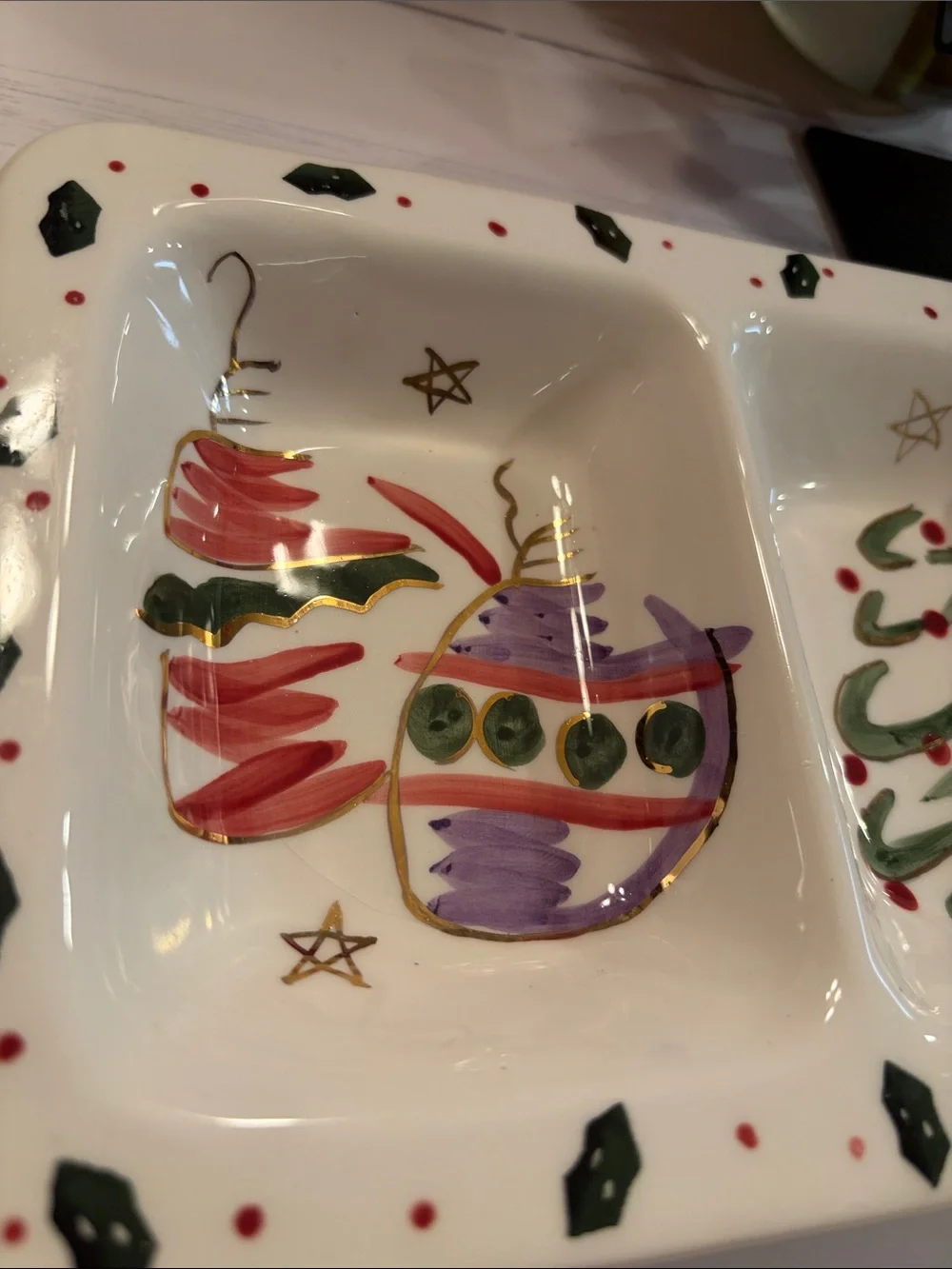 Hand-Painted Holiday Serving Tray - Festive Tree & Wreath Design